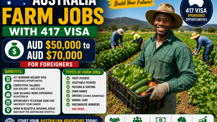 Australia Farm Jobs with 417 Visa – AUD $50,000 to AUD $70,000 for Foreigners