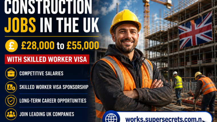 Construction Jobs in the UK – £28,000 to £55,000 with Skilled Worker Visa