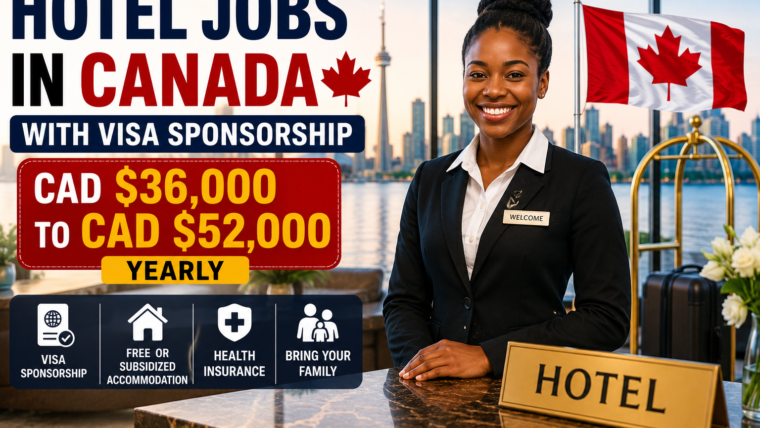 Hotel Jobs in Canada with Visa Sponsorship – CAD $36,000 to CAD $52,000