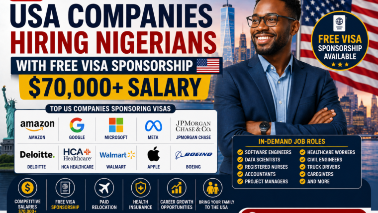 Top USA Companies Hiring Nigerians with Free Visa Sponsorship – $70,000+ Salary