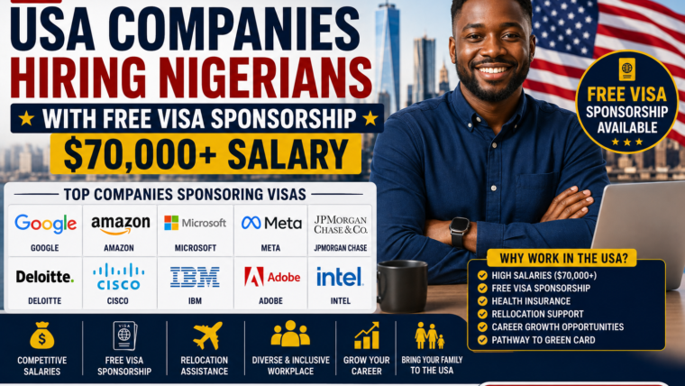Top USA Companies Hiring Nigerians with Free Visa Sponsorship – $70,000+ Salary