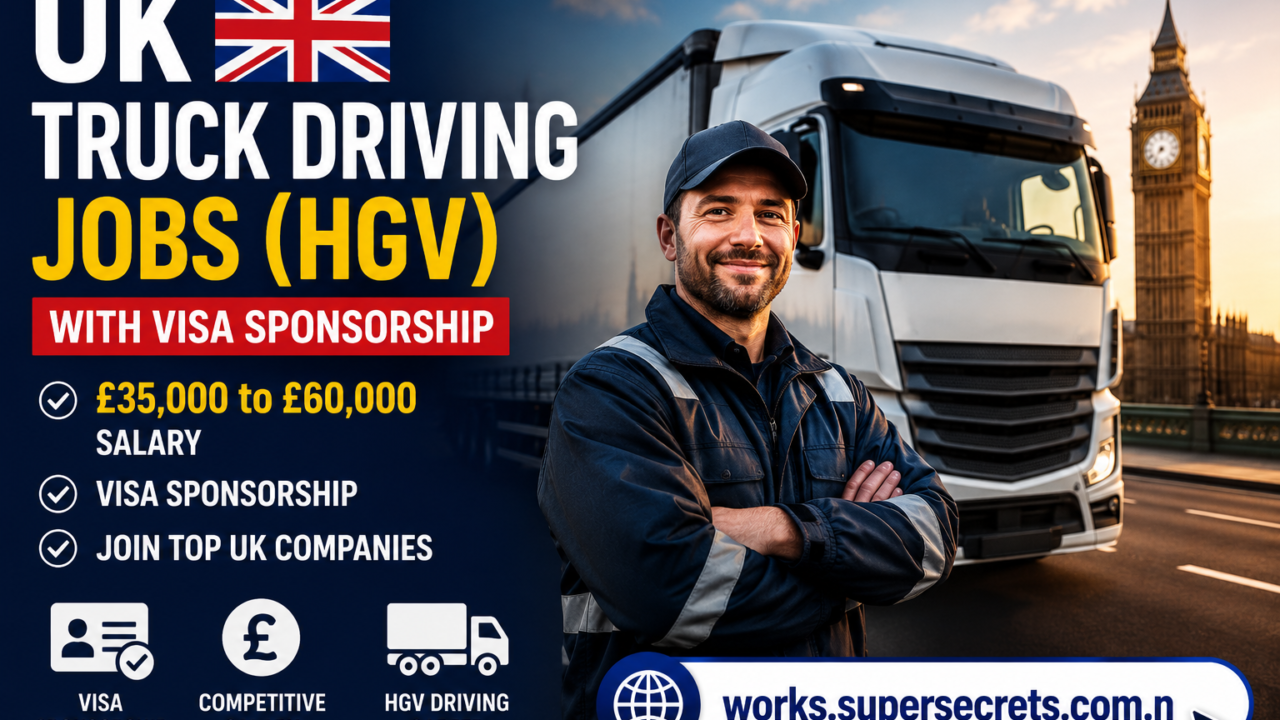 UK Truck Driving Jobs (HGV) with Visa Sponsorship – £35,000 to £60,000 Salary
