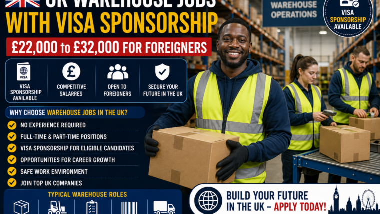 UK Warehouse Jobs with Visa Sponsorship – £22,000 to £32,000 for Foreigners