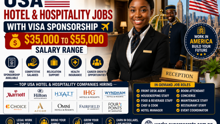USA Hotel & Hospitality Jobs with Visa Sponsorship – $35,000 to $55,000 Salary Range